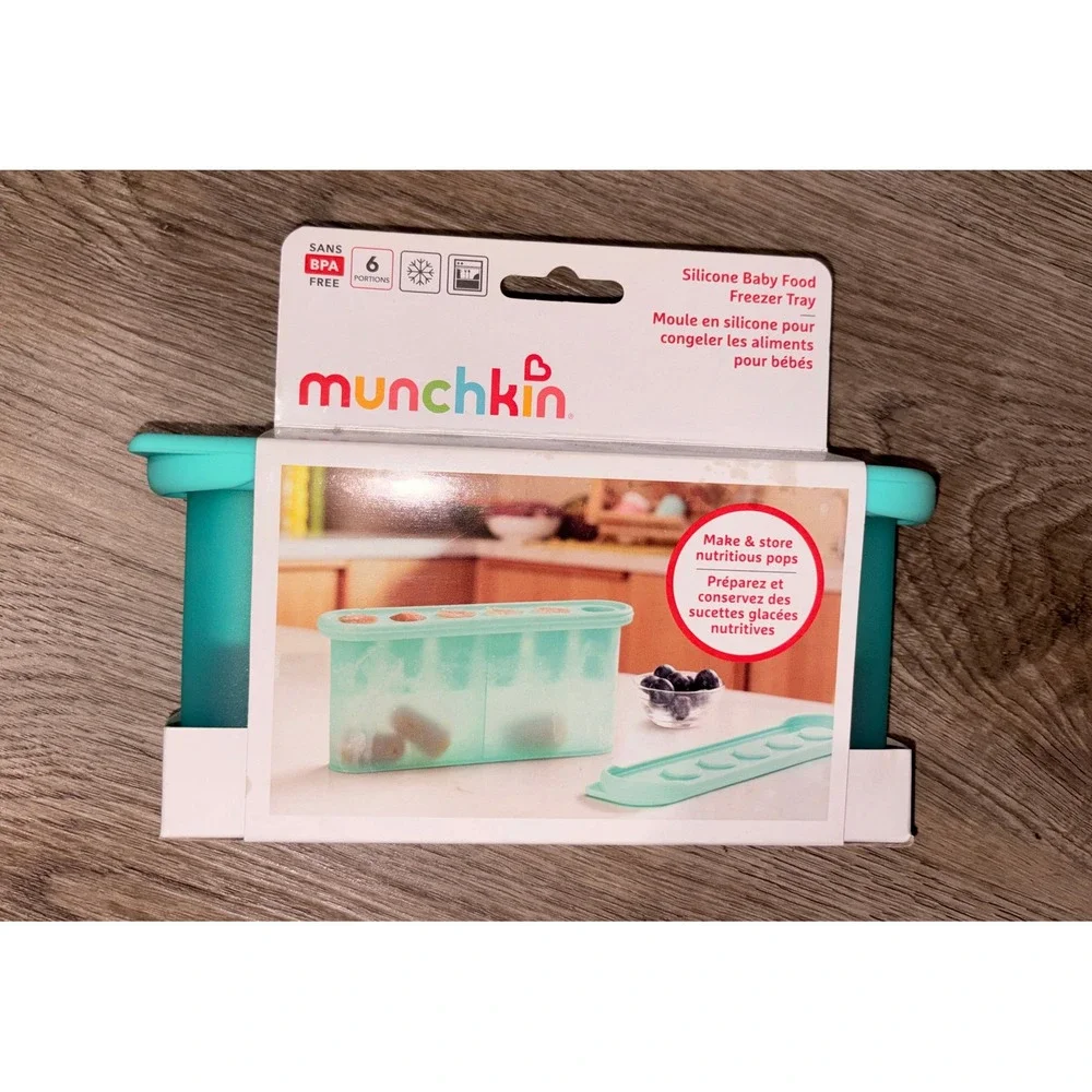Munchkin Silicone Baby Food Freezer Tray Teal 6 Portions BPA Free New